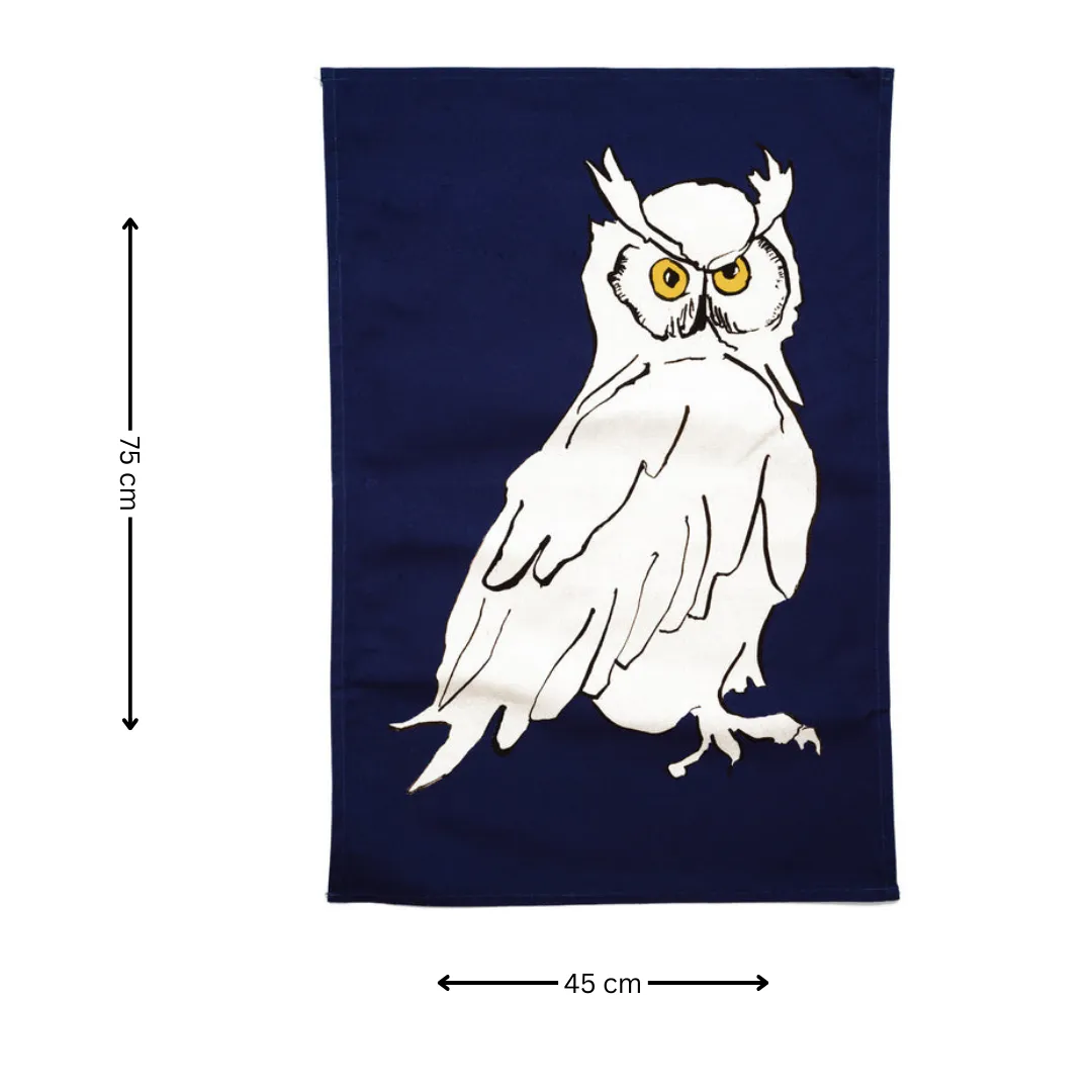 100% COTTON NAVY BLUE OWL TEA TOWEL