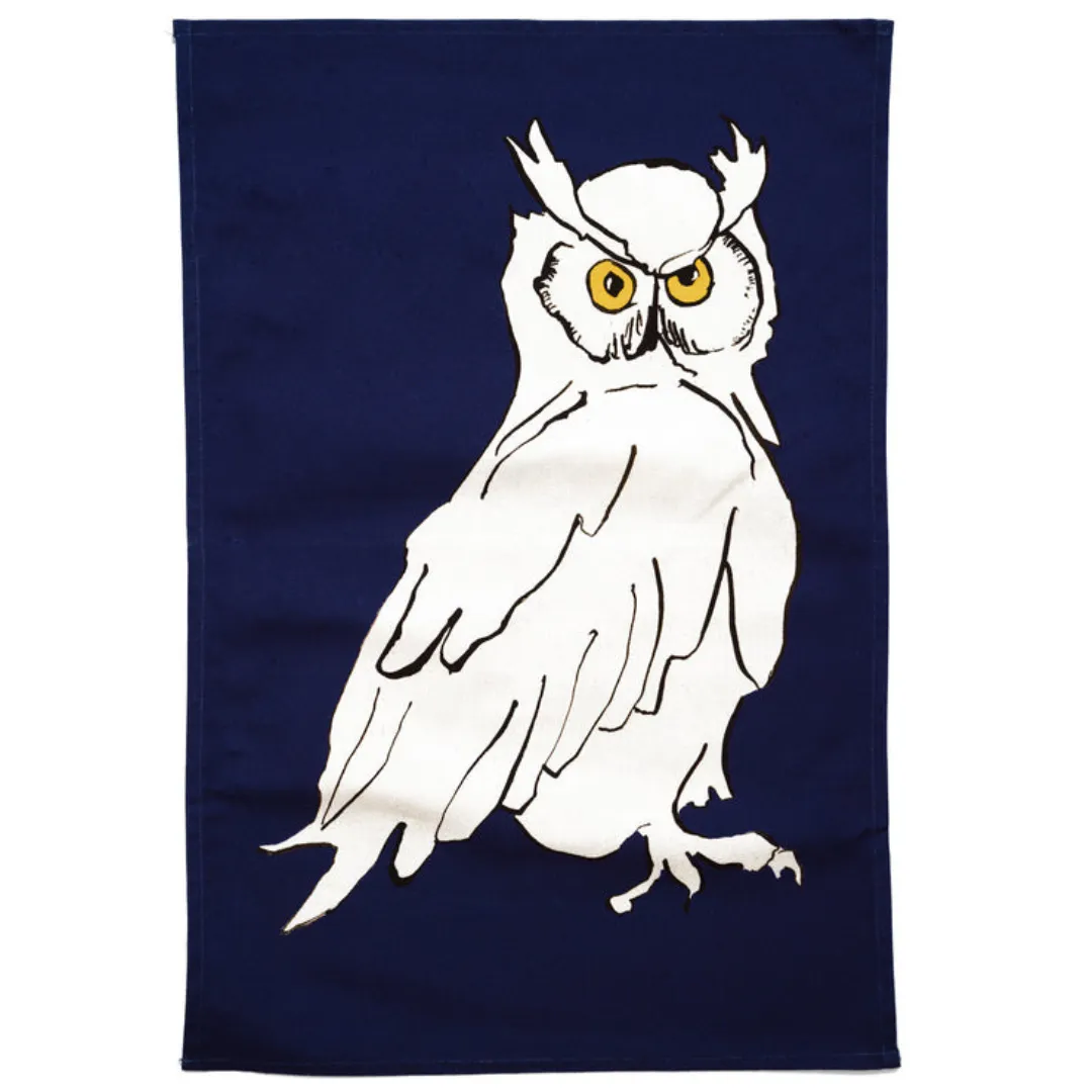 100% COTTON NAVY BLUE OWL TEA TOWEL