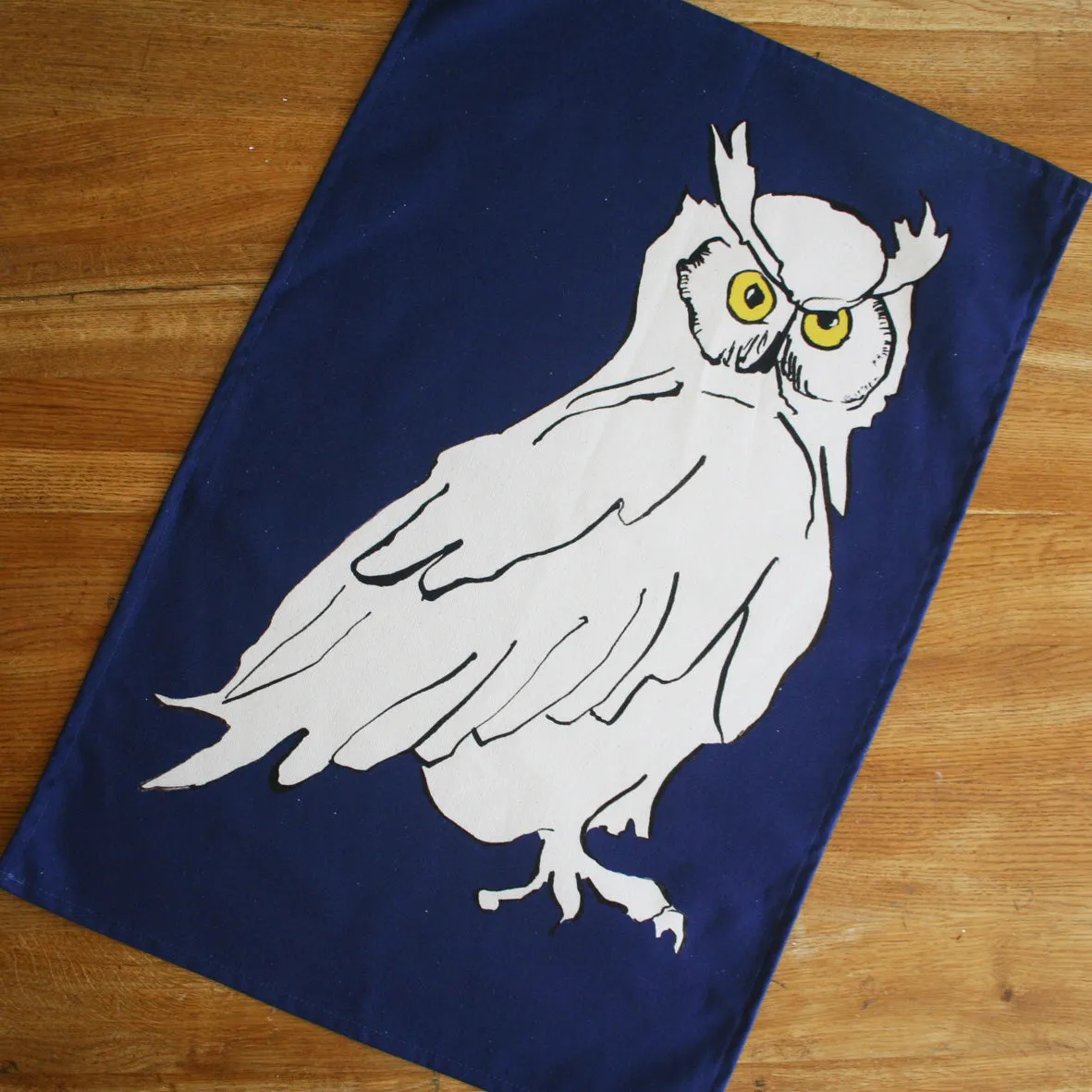 100% COTTON NAVY BLUE OWL TEA TOWEL