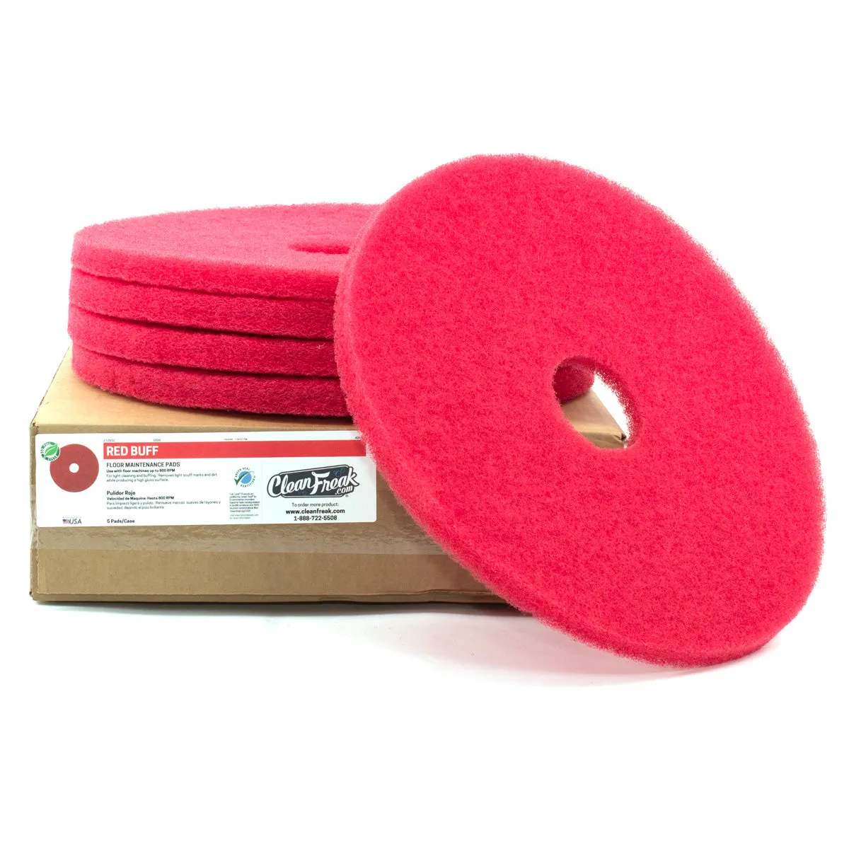 10" Red Floor Scrubbing Pads - Case of 5