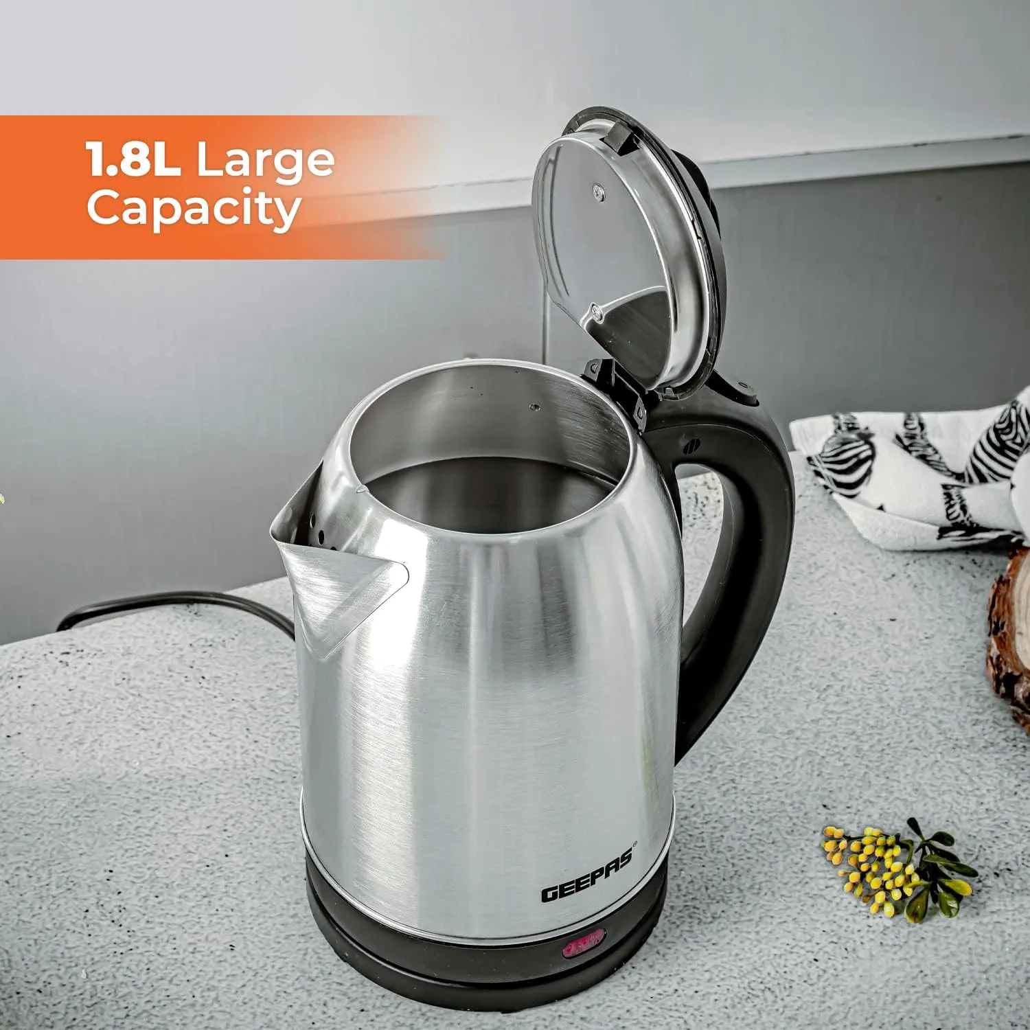 1.8L Stainless Steel Kettle & 2-Slice Bread Toaster Set