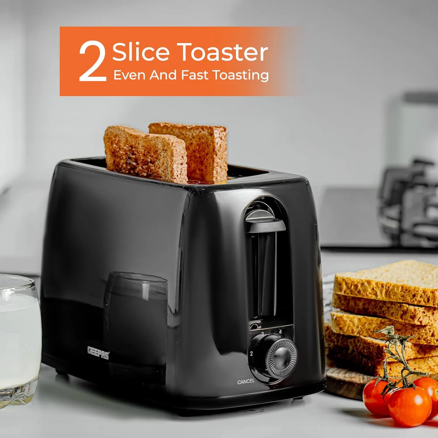 1.8L Stainless Steel Kettle & 2-Slice Bread Toaster Set