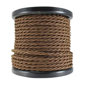 3 Conductor Brown Twisted Rayon Covered Cord - Per Foot - 18 AWG