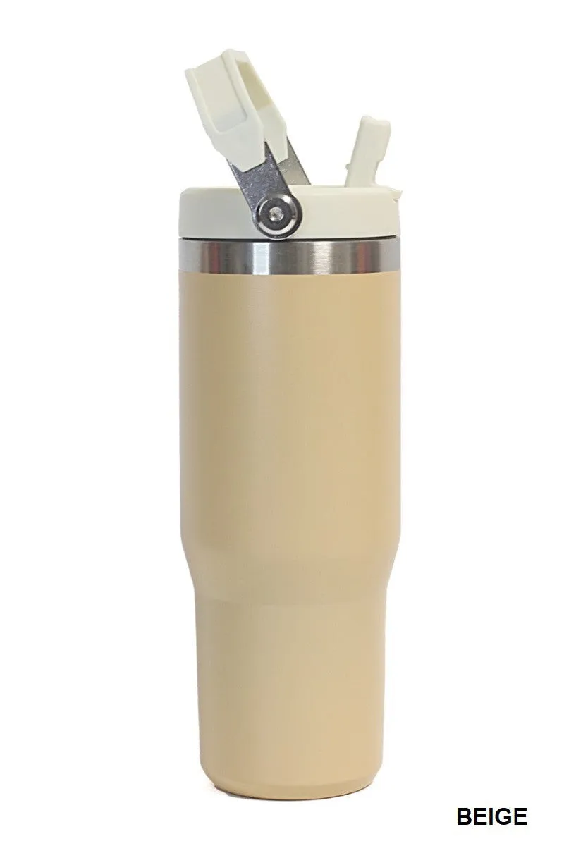 30 oz Stainless Steel Flip Straw Tumbler