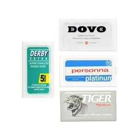 40pc Razor Blade Sampler: Personna, Derby, DOVO and Tiger Platinum