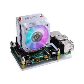 52Pi ICE Tower CPU Cooling System V2 w/ RGB LED for Raspberry Pi 4B/3B  (Silver)