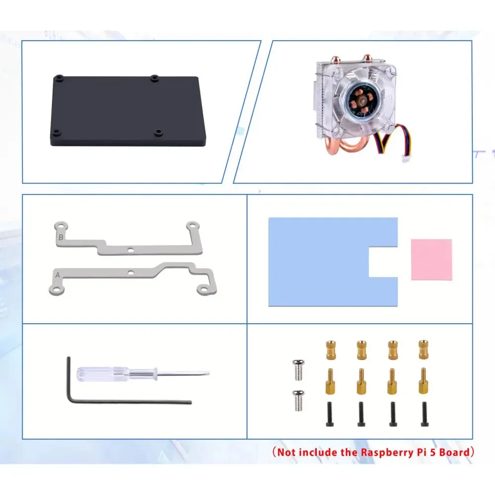 52Pi Low-Profile ICE Tower Cooling Fan RGB LED Light for Raspberry Pi 5