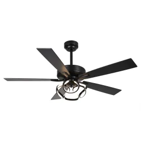 52" 6 Speed DC Black Ceiling Fan with Lighting