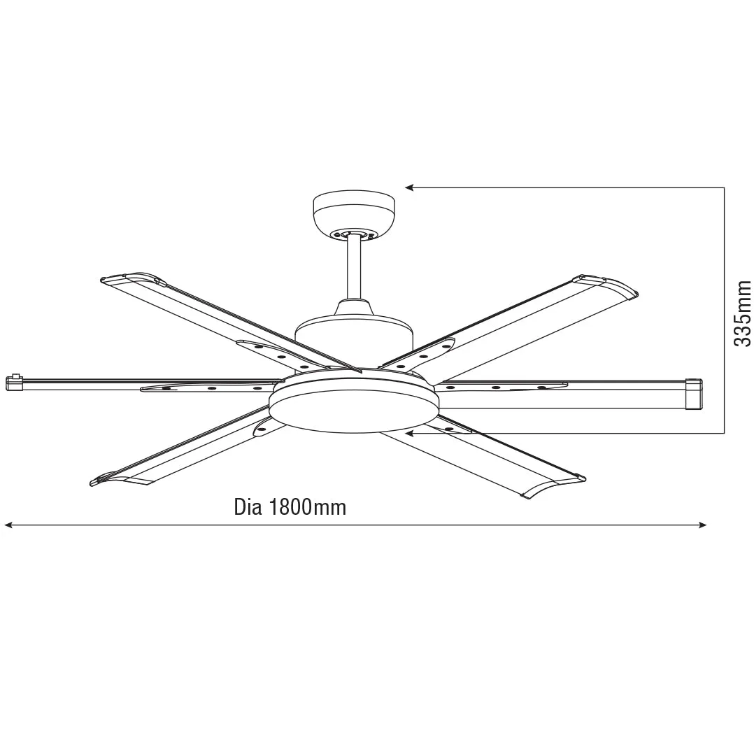 72" Albatross DC Ceiling Fan Black, White, Brushed Nickel with Light MAFML3XR   MAF180X Martec Lighting