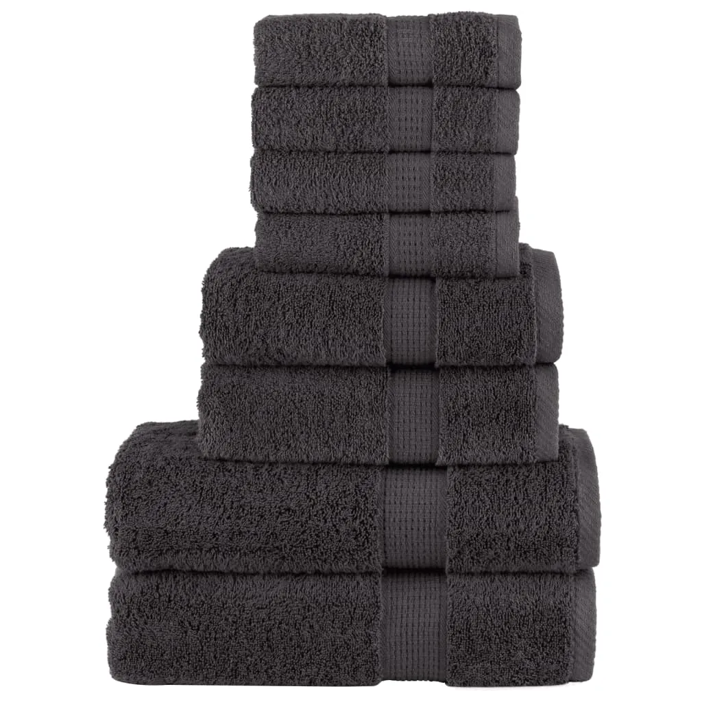 8 Piece Premium Towel Set Anthracite 600 gsm 100% Cotton