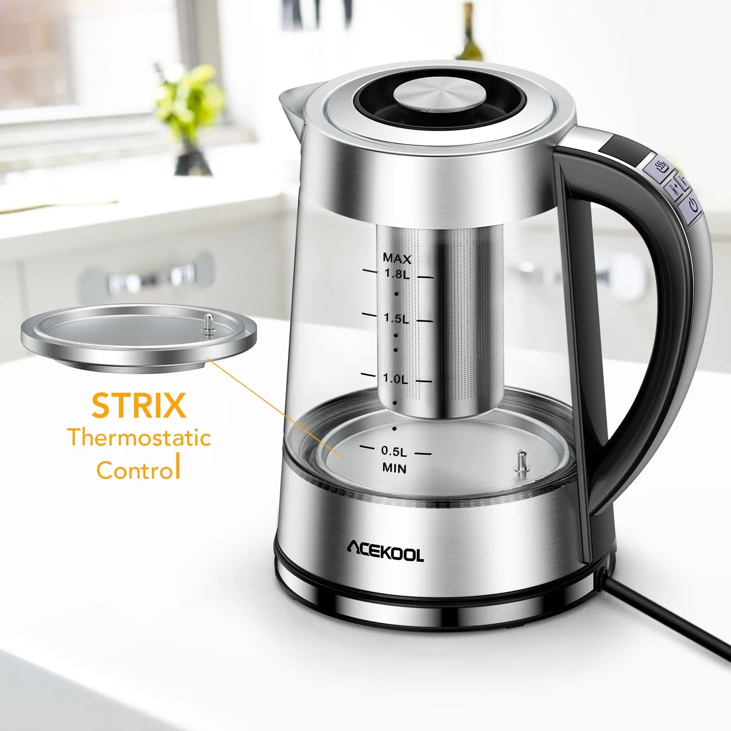 ACEKOOL Electric Kettle KB1 1.8L Glass Keep Warm Tea Kettle