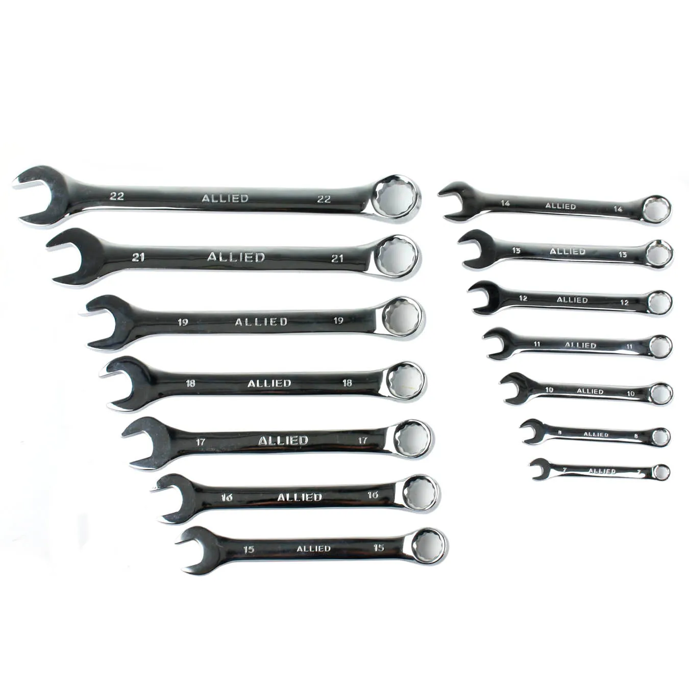 Allied Tools 14 Piece Combination Wrench Set 7-22mm with Roll up Storage Metric