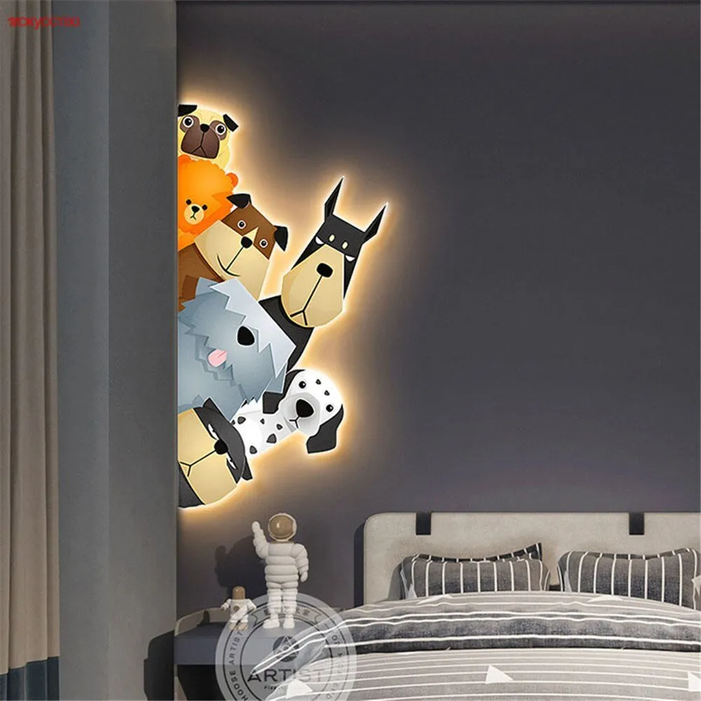 Animal Murals Led Wall Lamp With Plug Wire For Kids Room