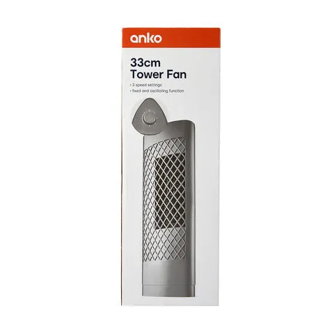 Anko 33cm Tower Fan- Colour Dark grey