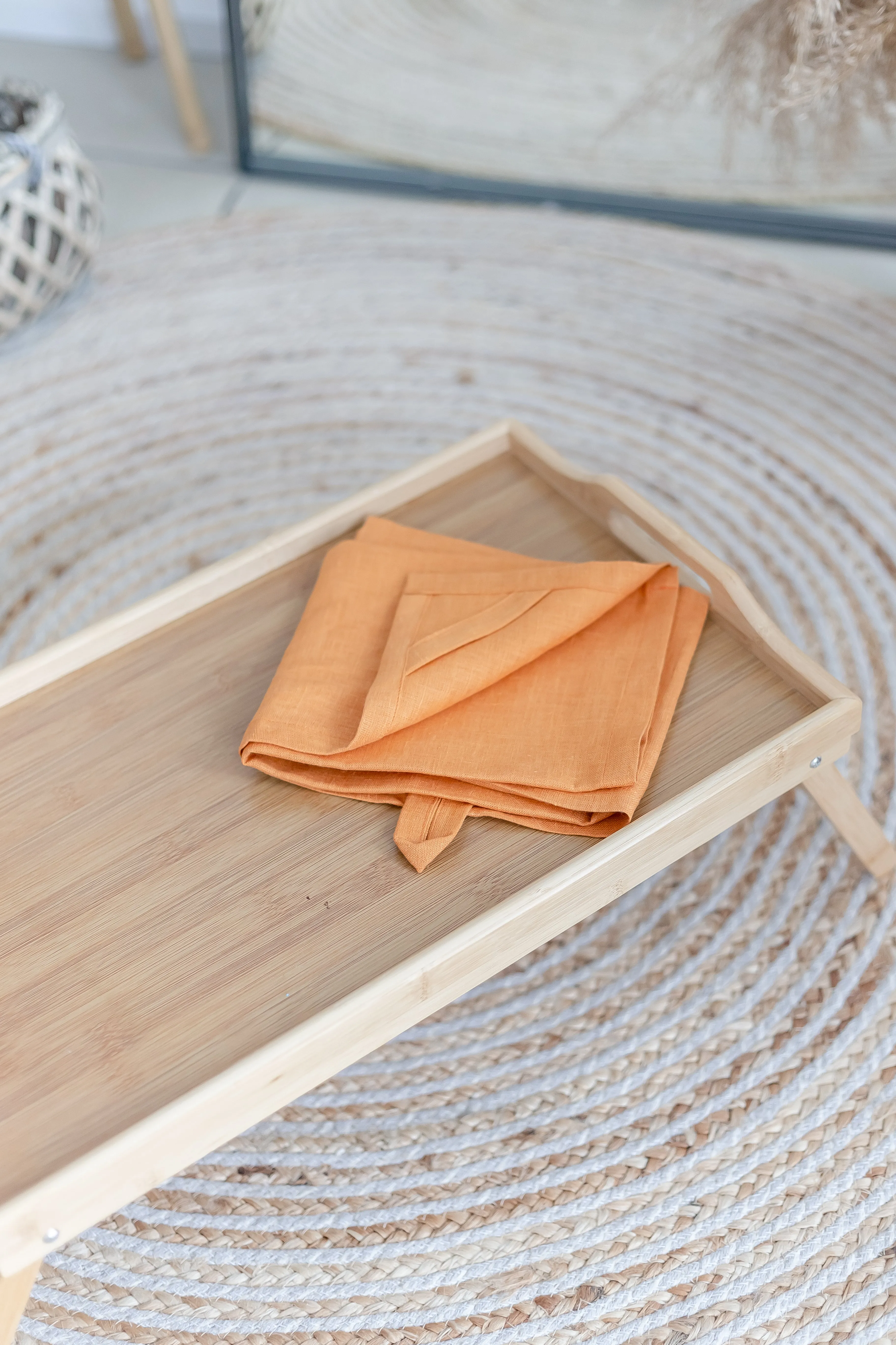 Apricot Orange Linen Kitchen Towel