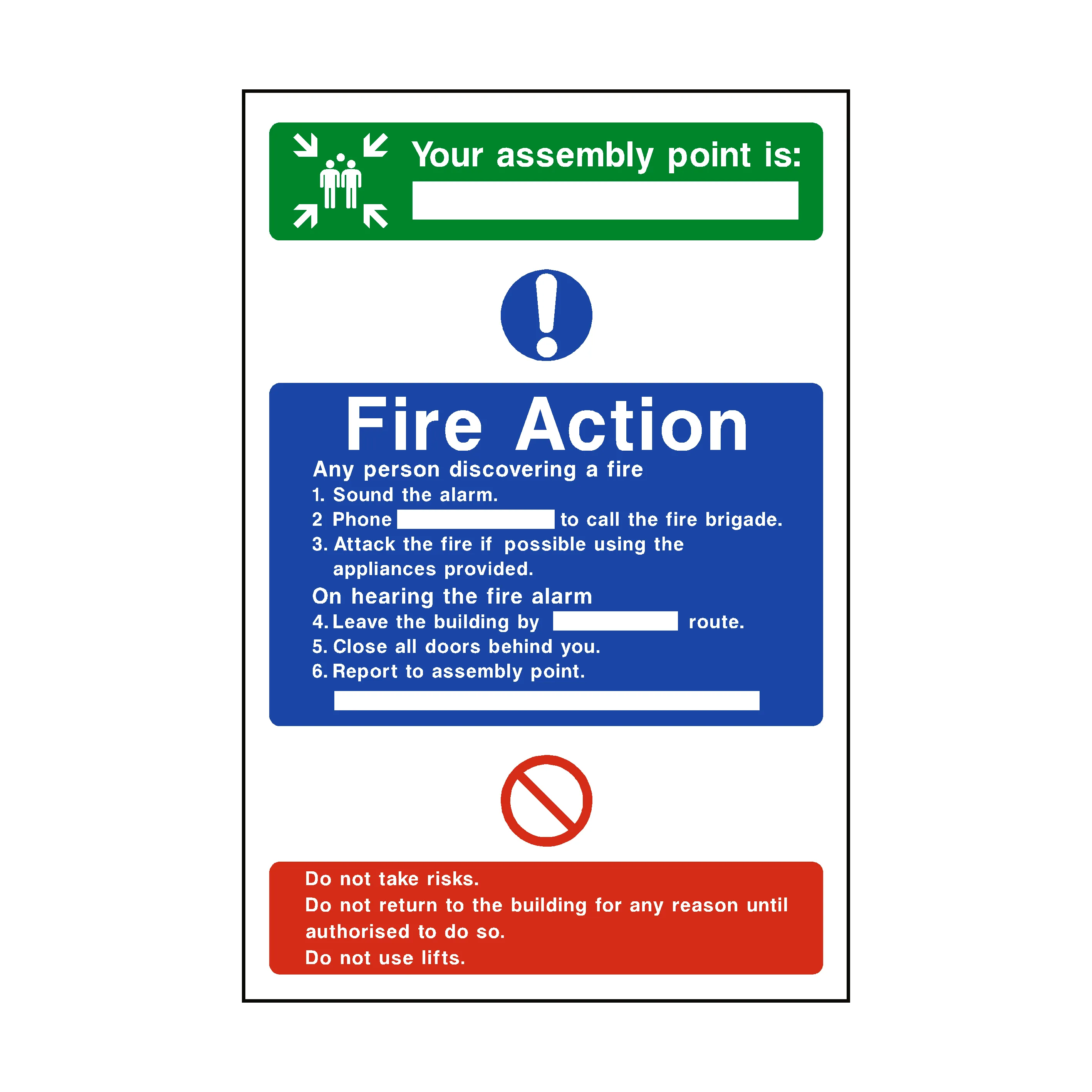 Assembly Point Fire Action Sticker