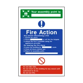 Assembly Point Fire Action Sticker