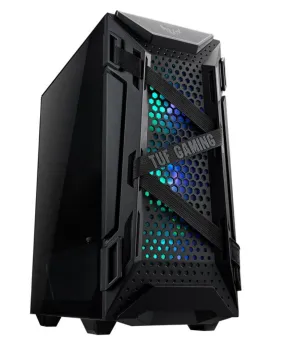 ASUS GT301 TUF Gaming Case Black ATX Mid-Tower Tempered Glass Compact Case, Honeycomb Panel, 4 Total Pre-Installed 120mm Fans 3x ARGB   1x