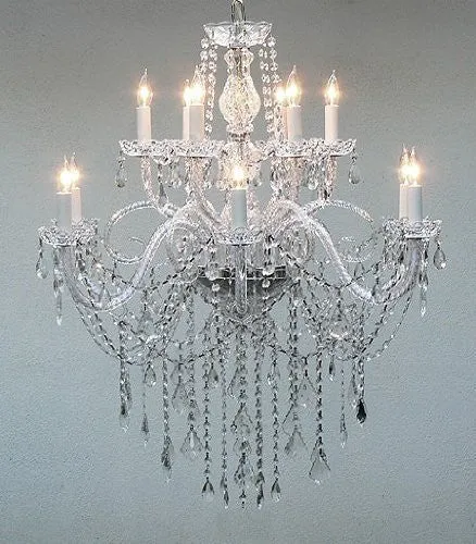 Authentic All Crystal Chandelier H38" X W32" - Go-A46-3/385/6 6