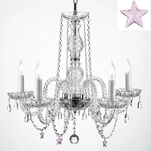 Authentic Empress Crystal(Tm) Chandelier With Crystal Stars H25" X W24" - Nursery Kids Girls Bedrooms Kitchen Etc - G46-B38/384/5