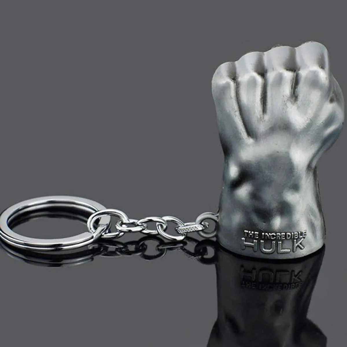 Avengers Super Hero Hulk Hand Fist Punch Silver Key Chain Ring Fans