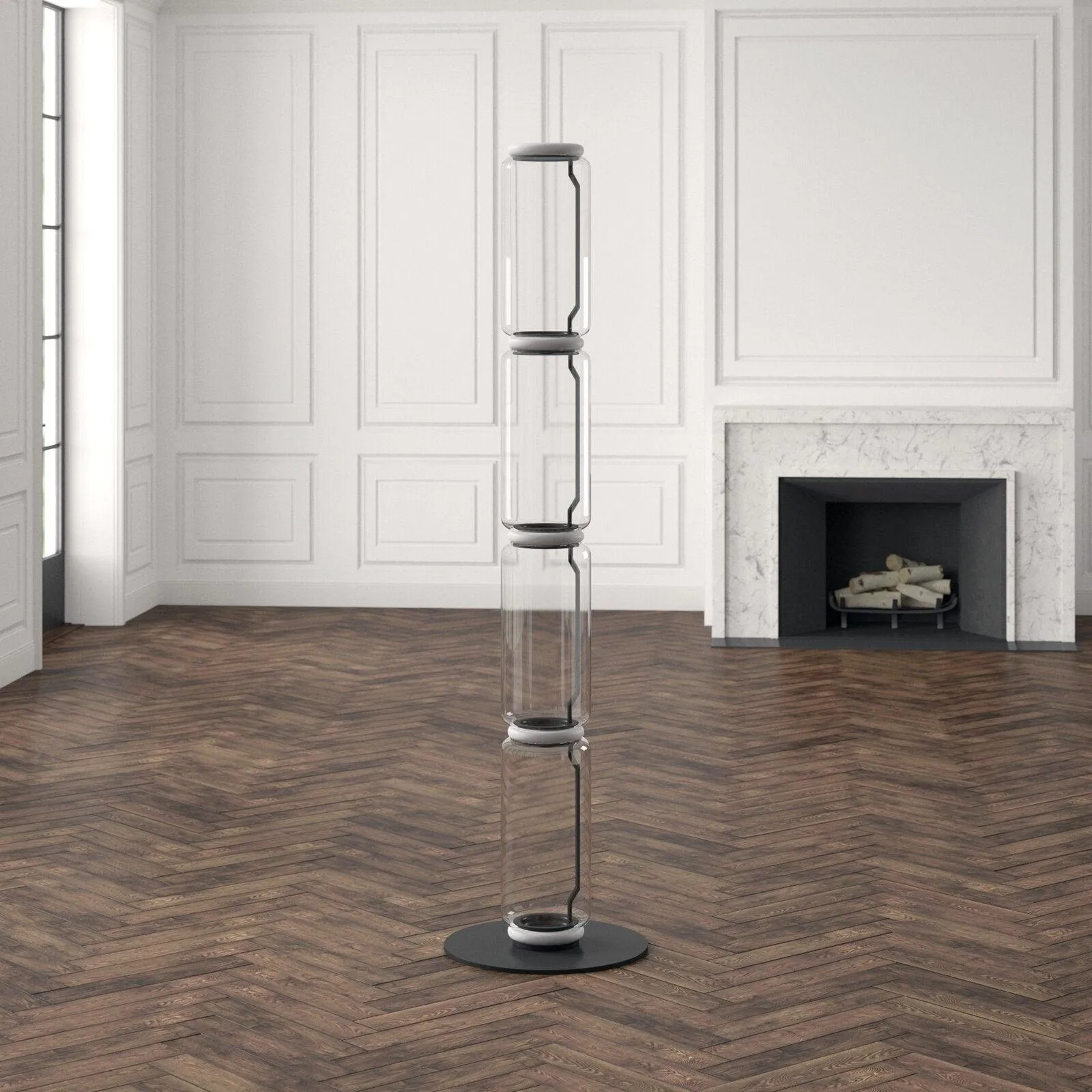 Bamboo Glass Floor Lamp