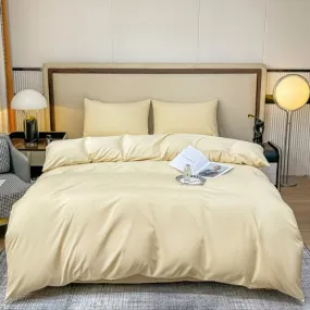 Basic Single Set of 4 Pieces, Luna Home Premium Quality Duvet Cover Set. Creamy Milk color.