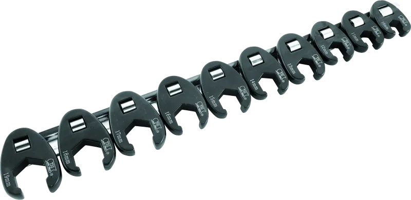 BikeMaster 10-pc 3/8in Drive Metric Flare Crow Foot Wrench Set