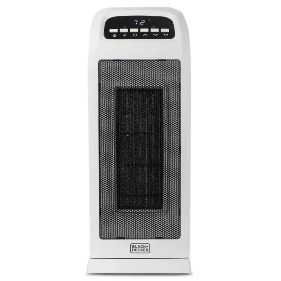 Black Decker 1500W 2-in-1 Oscillating Fan Ceramic Tower Heater/Cooler