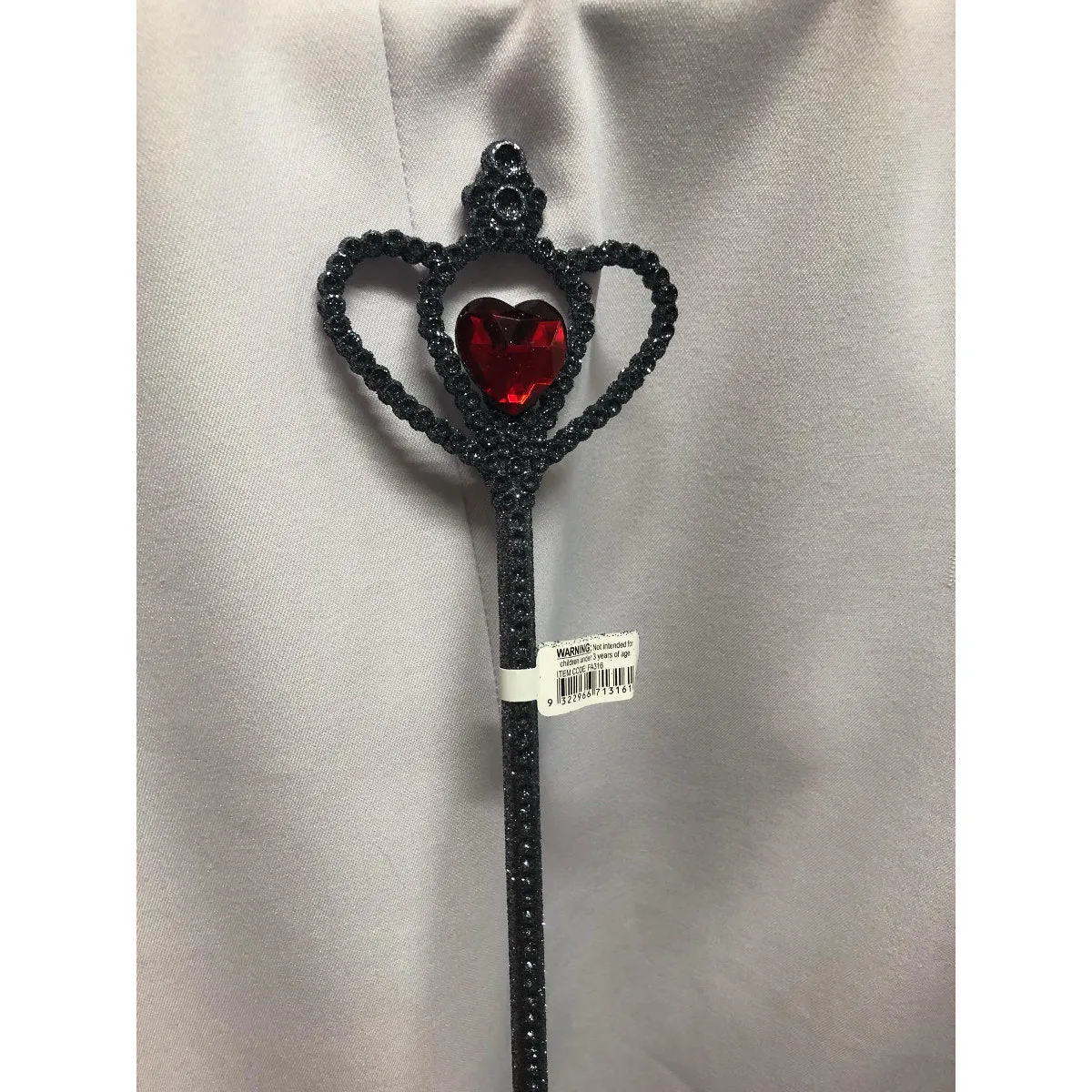 Black Glitter Red Heart Wand