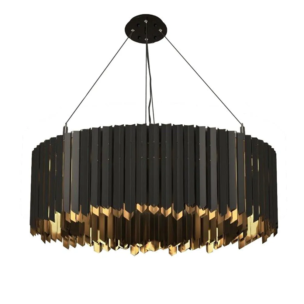 Black, Gold or Silver Round Stainless Steel Modern Chandelier For Dining Room Living Room