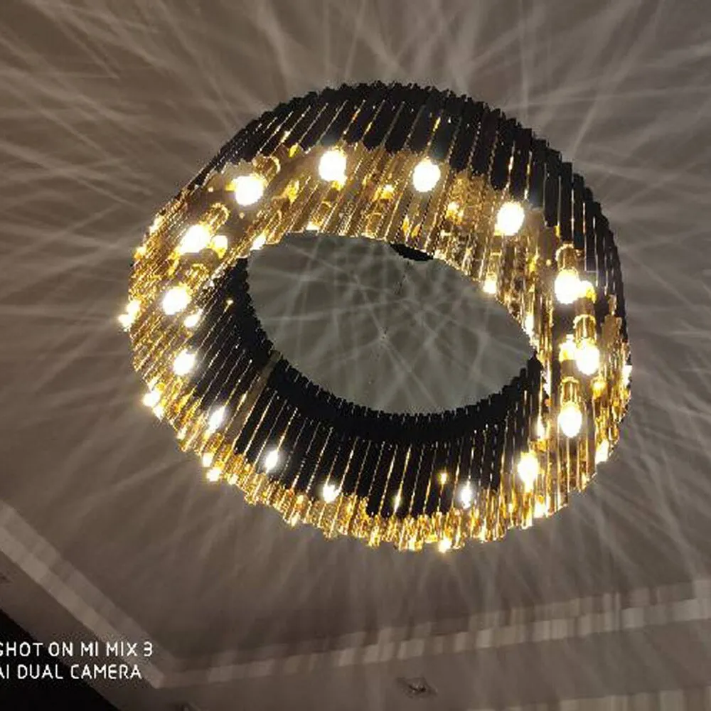 Black, Gold or Silver Round Stainless Steel Modern Chandelier For Dining Room Living Room