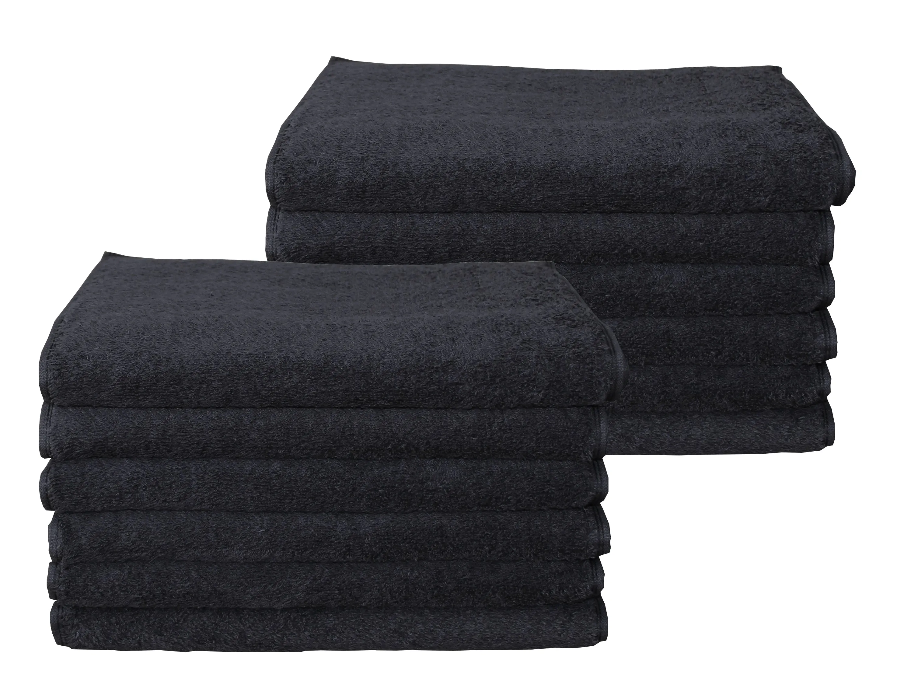 Black Gym Sport Small Hand Guest Towels 30 x 85cm 100% Cotton 450gsm