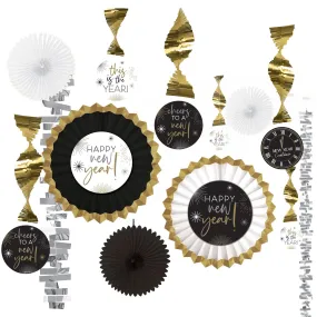 Black, Silver, Gold New Years Paper and Foil Decorating Kit