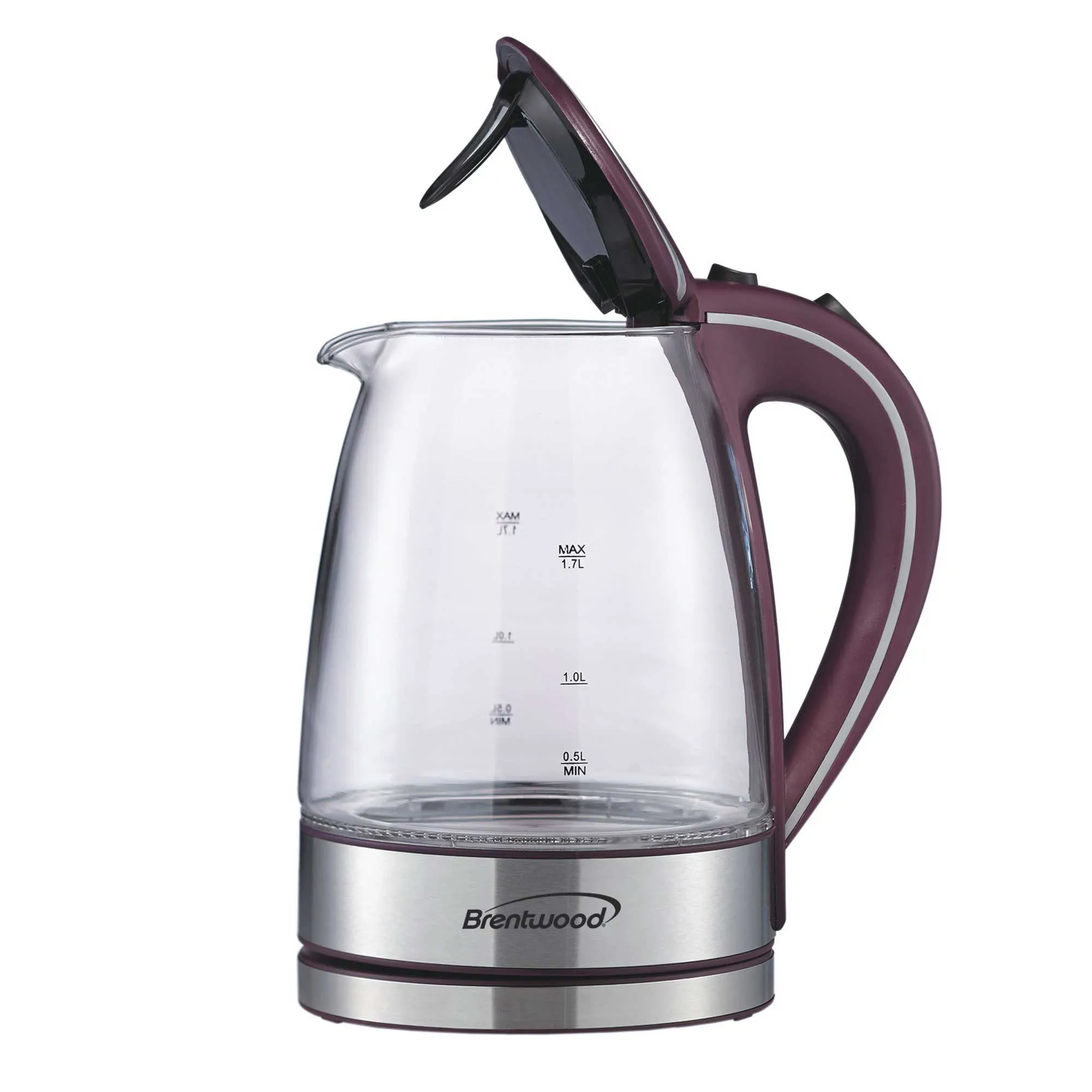 Brentwood KT-1900PR 1.7L Cordless Glass Electric Kettle, Purple