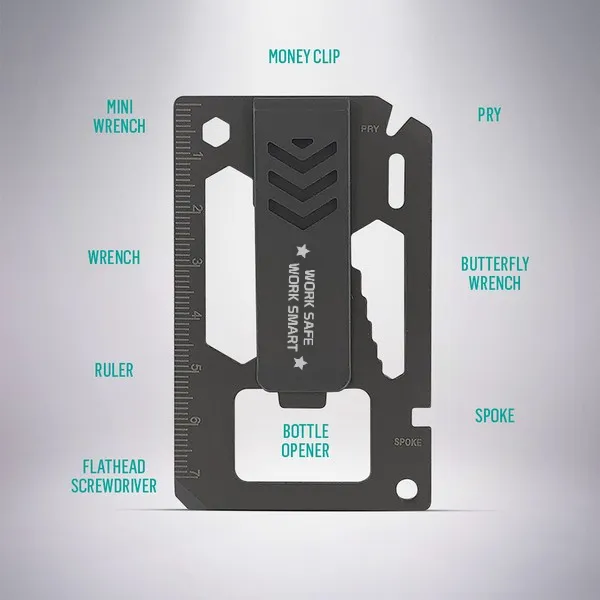 BRIDGER 9-in-1 Laser Engraved Money Clip Multitool WSWS logo  - #403935