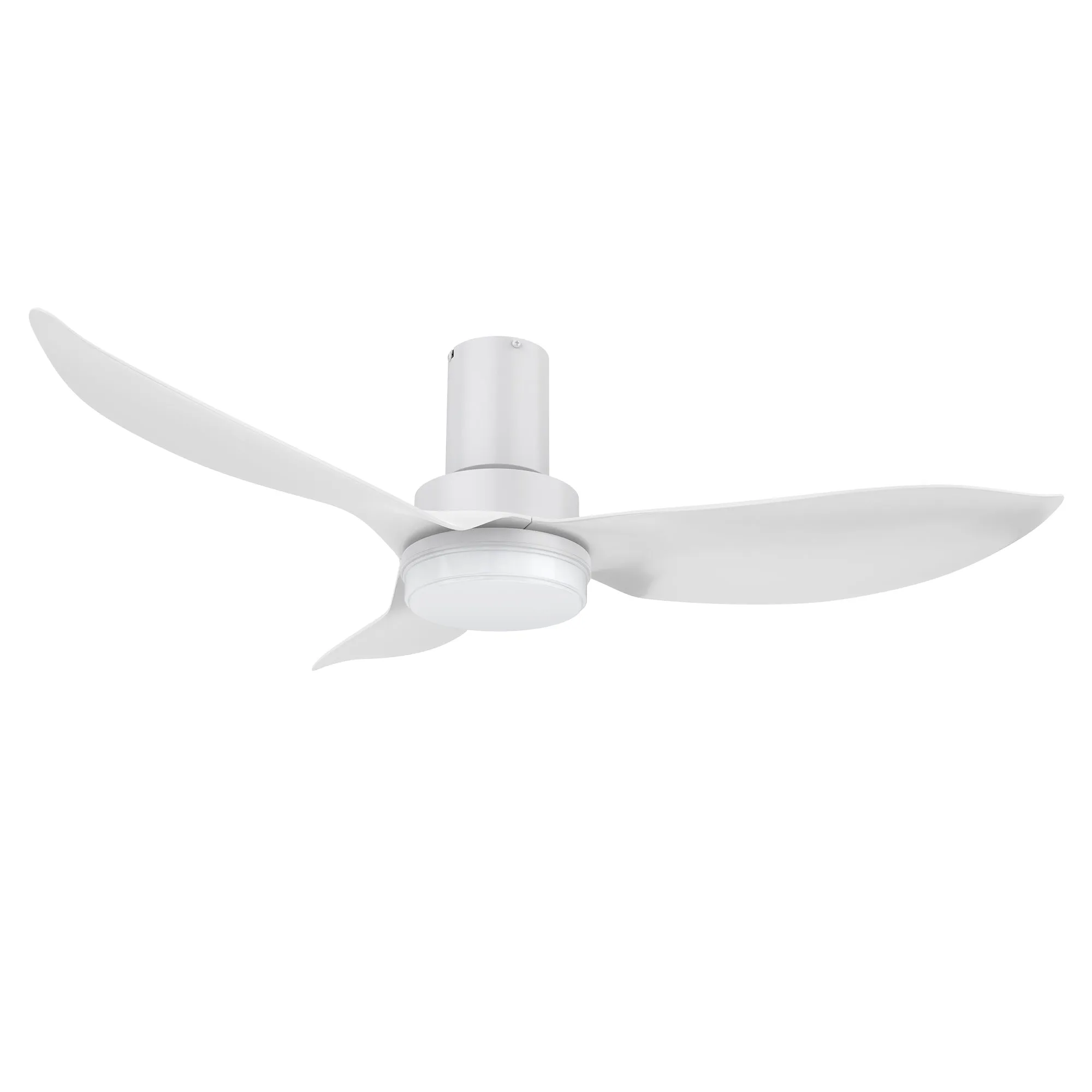 BUDE 36 inch 3-Blade Low Profile Ceiling Fan with LED Light & Remote Control - White/White