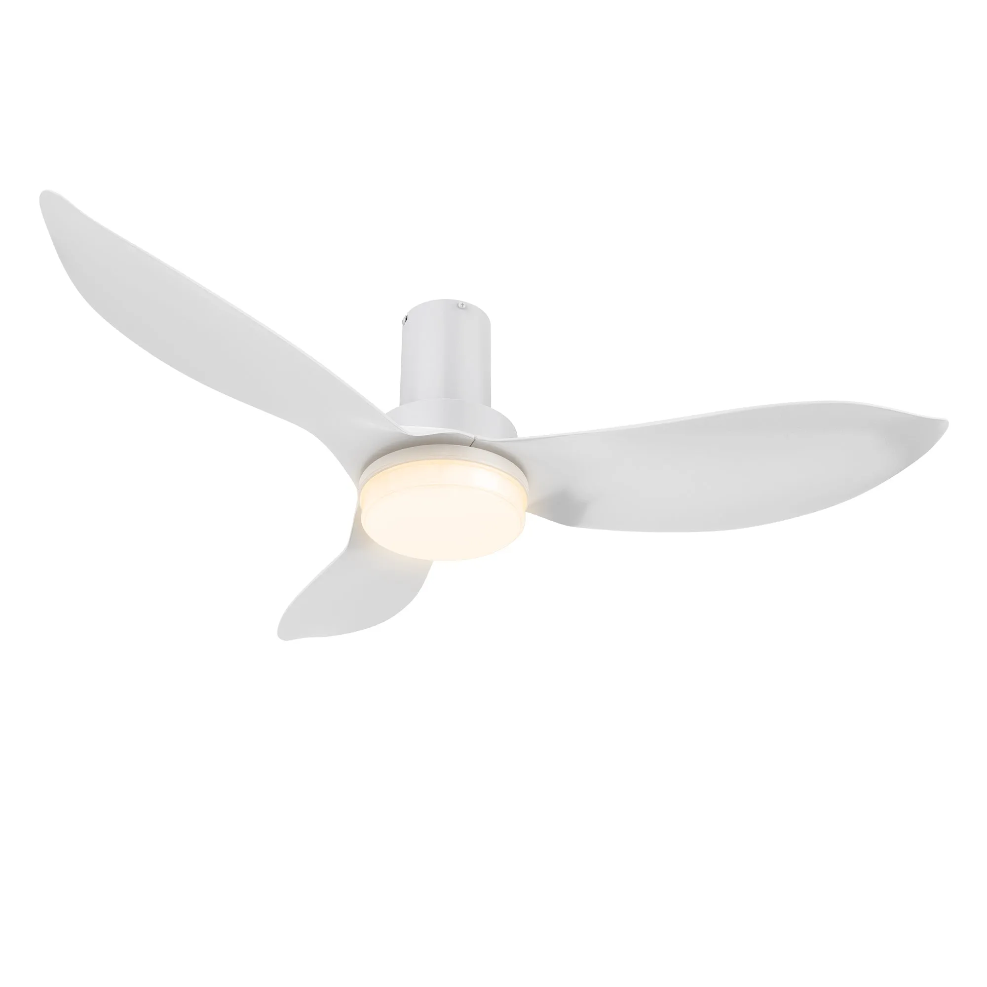 BUDE 36 inch 3-Blade Low Profile Ceiling Fan with LED Light & Remote Control - White/White