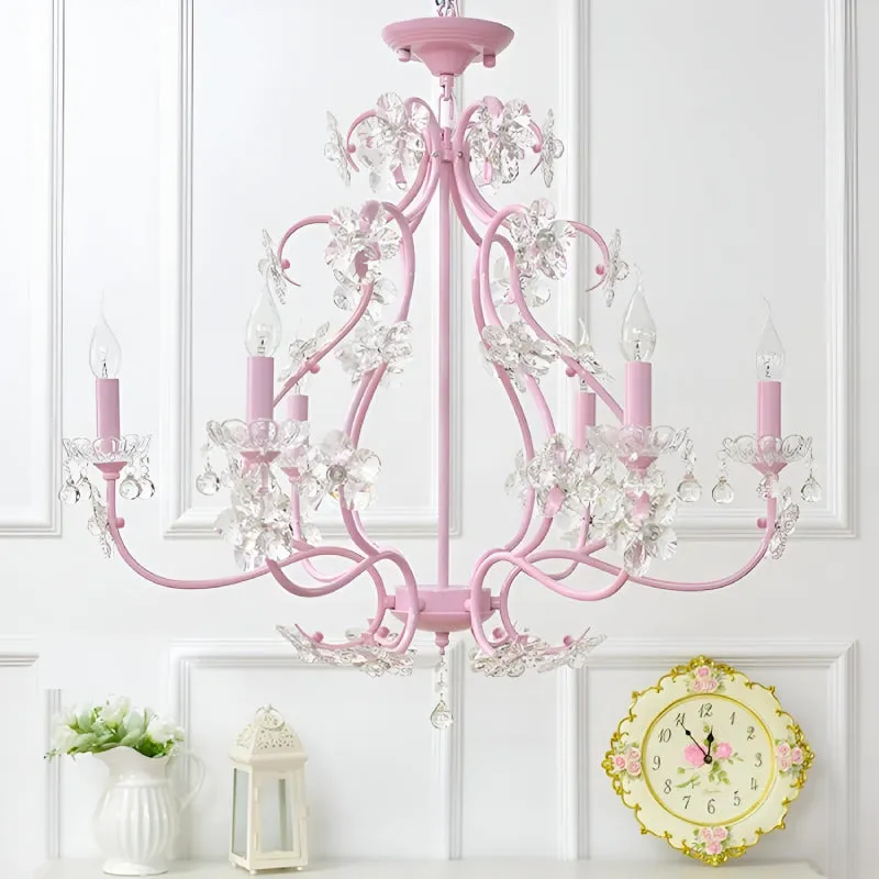 Cadeo | Pink Royal Metal Chandelier With Crystal Lights