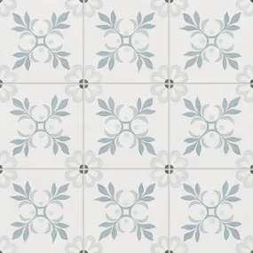 Cassidy 9x9 Matte Porcelain Tile in Blue Bouquet