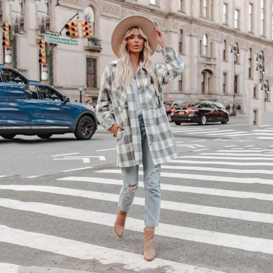 Casual Printed Woolen Trench