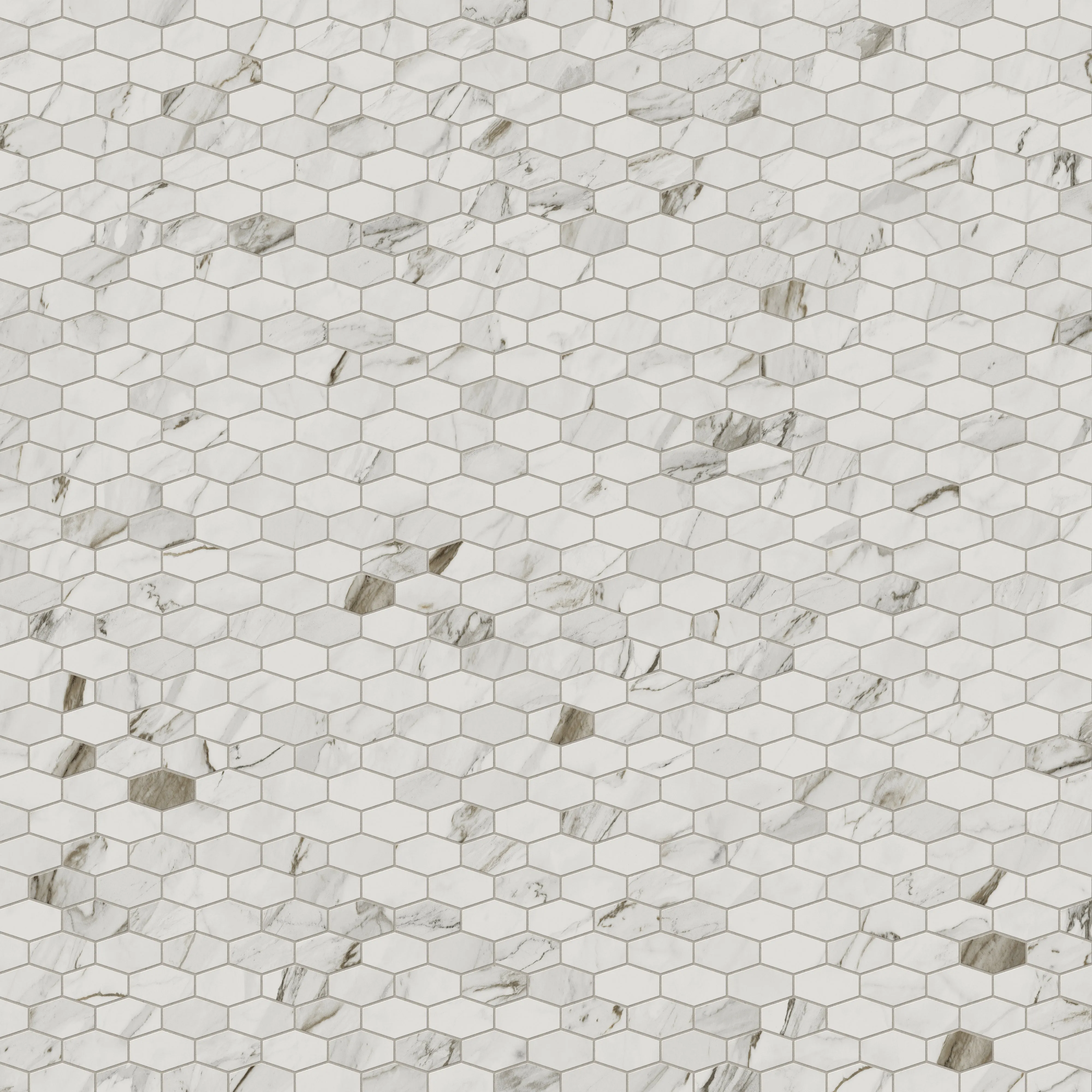 Chantel 12x11 Polished Porcelain Hexagon Mosaic Tile in Apuano