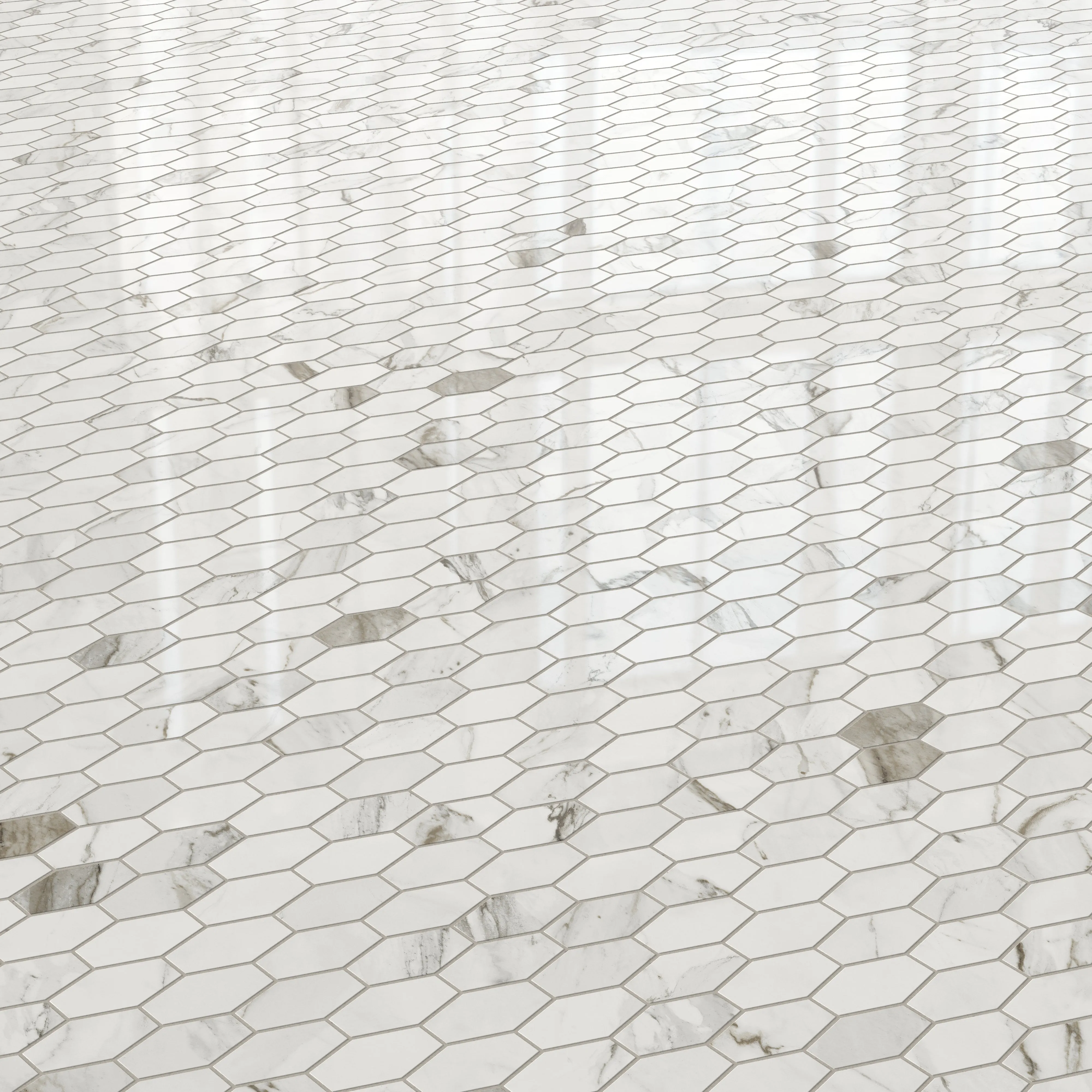 Chantel 12x11 Polished Porcelain Hexagon Mosaic Tile in Apuano