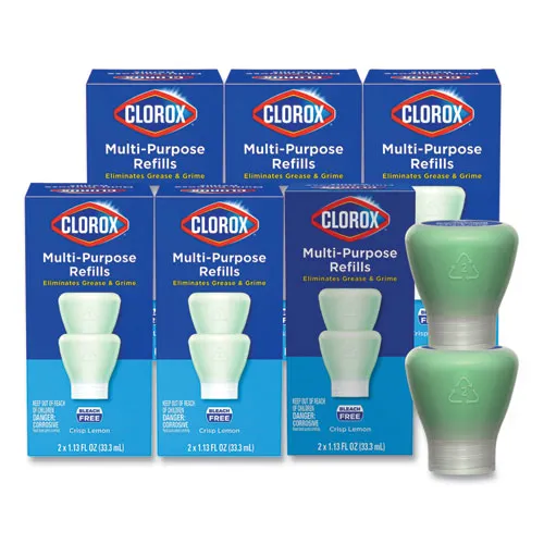 Clorox Multipurpose Degreaser Cleaner Refill Pods, Crisp Lemon Scent, 2 Pods/box, 8 Boxes/carton