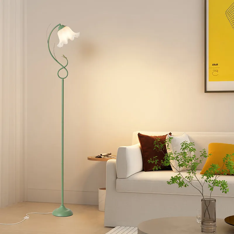 Contemporary Creative Wrought Iron Acrylic Flower 1-Light Standing Floor Lamp For Bedroom