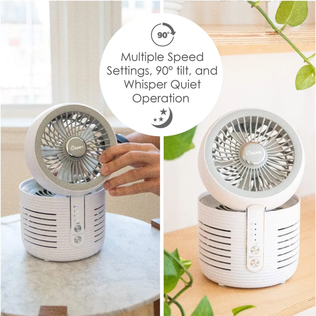 Crane Desk Top Air Purifier and Fan with UVC light