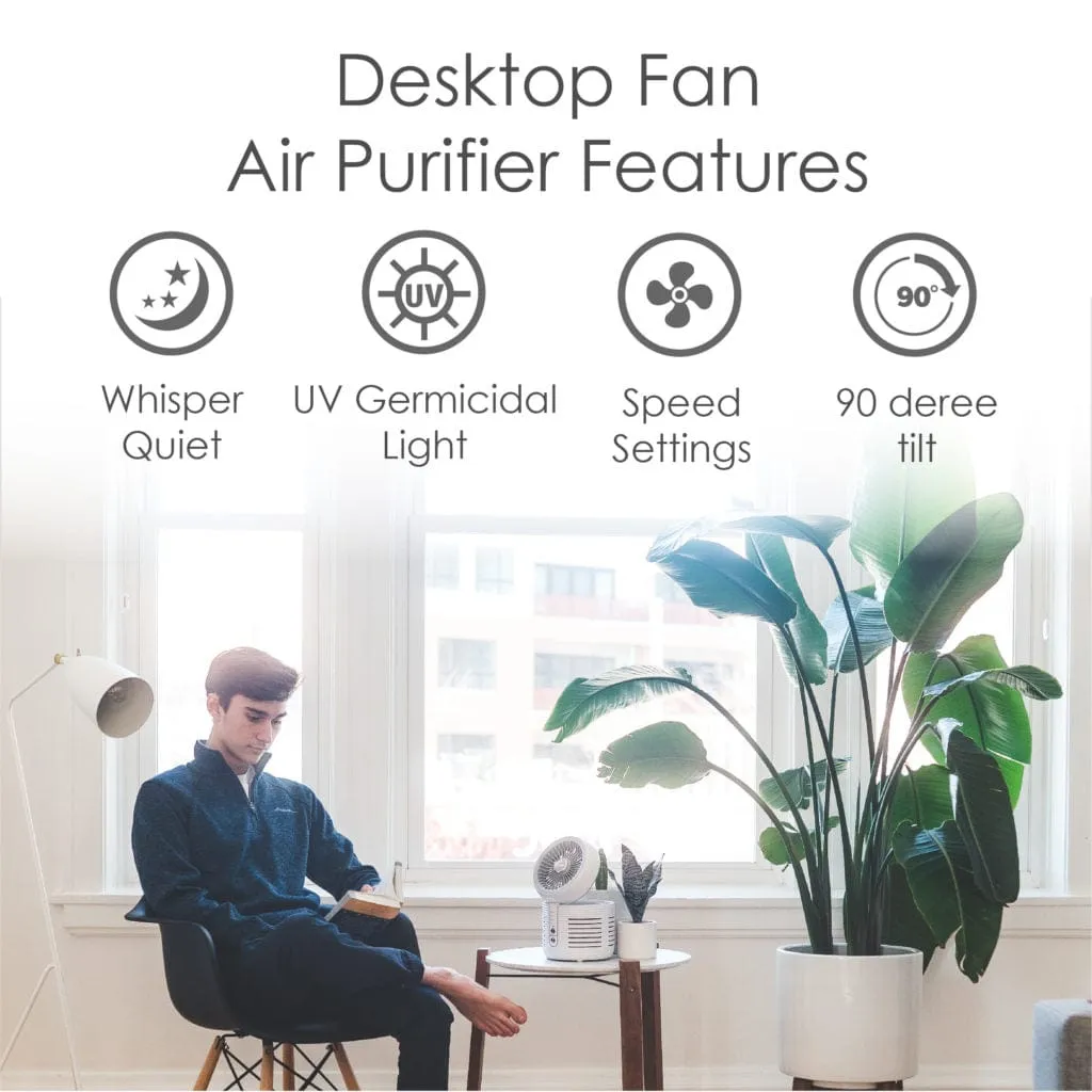 Crane Desk Top Air Purifier and Fan with UVC light