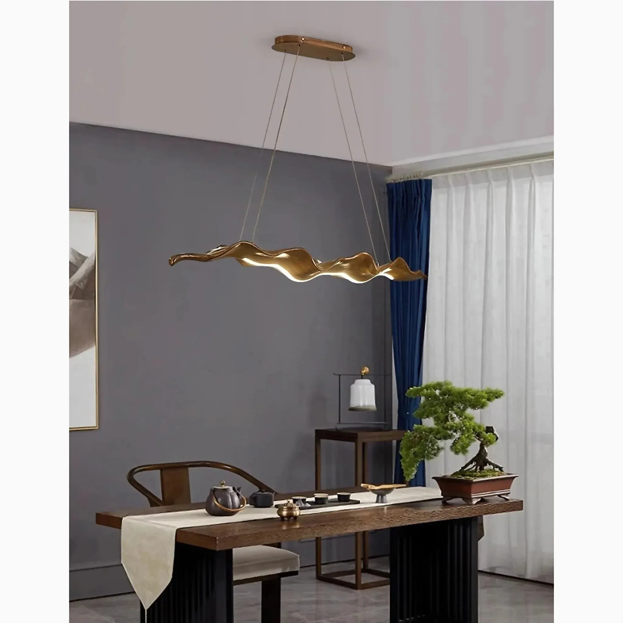 Creative Gold Leaf-Shaped Pendant LED Chandelier