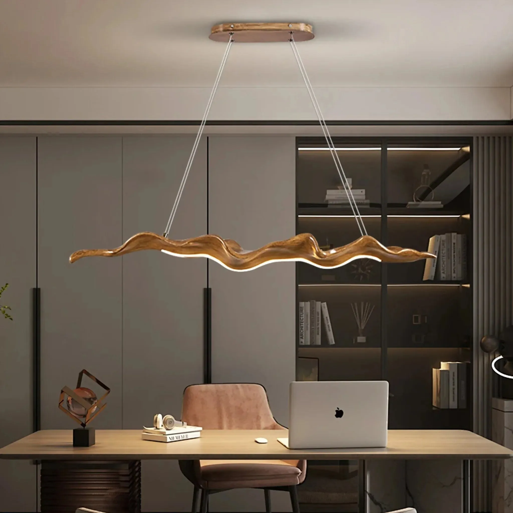 Creative Gold Leaf-Shaped Pendant LED Chandelier