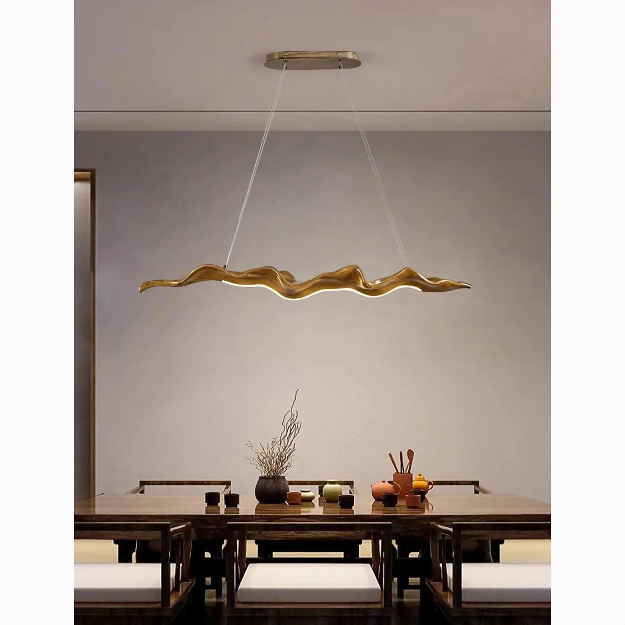 Creative Gold Leaf-Shaped Pendant LED Chandelier